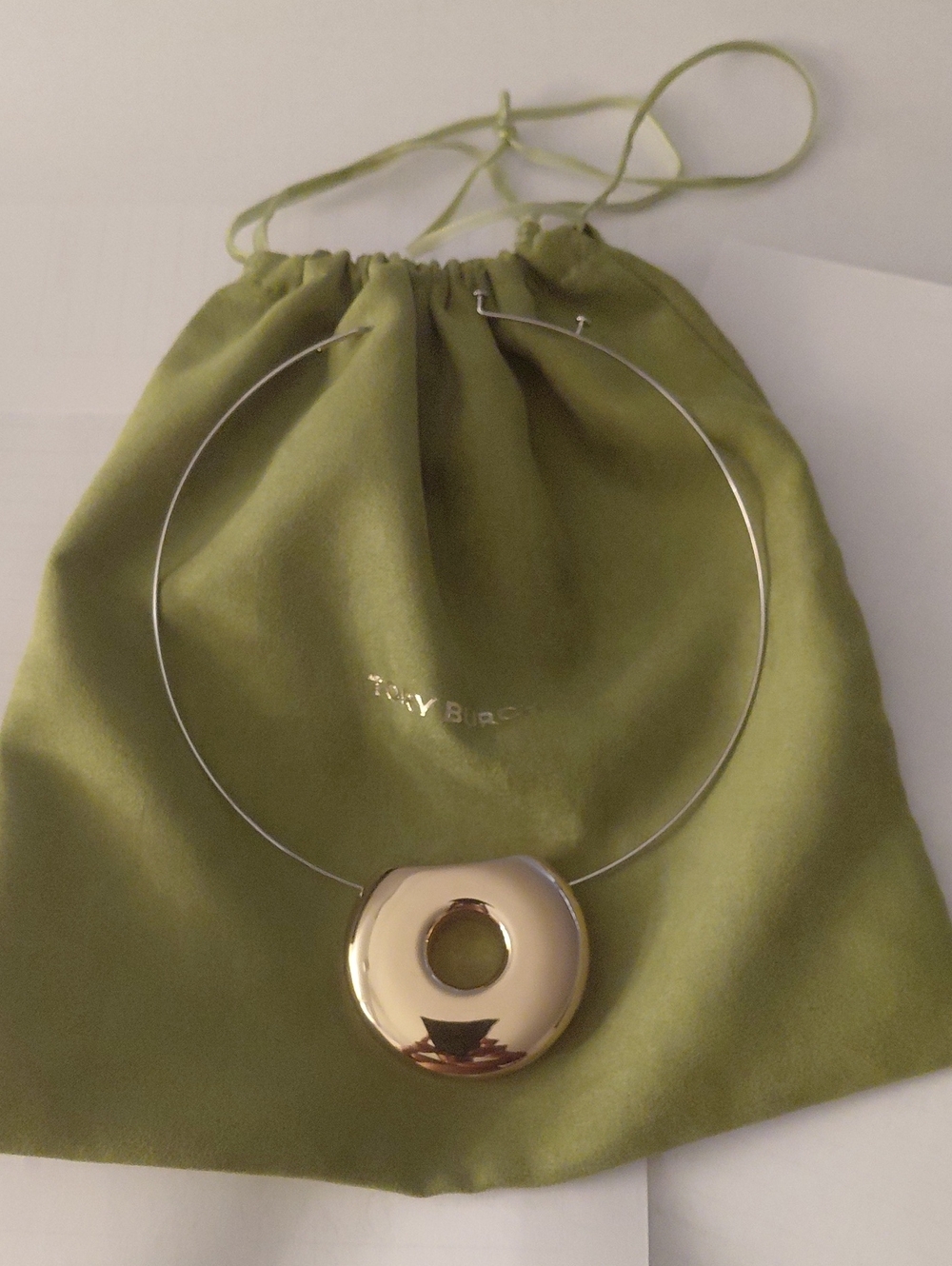 Tory Burch Polished Gold Circle Choker Necklace